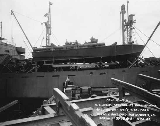 PT 109 loaded on ship